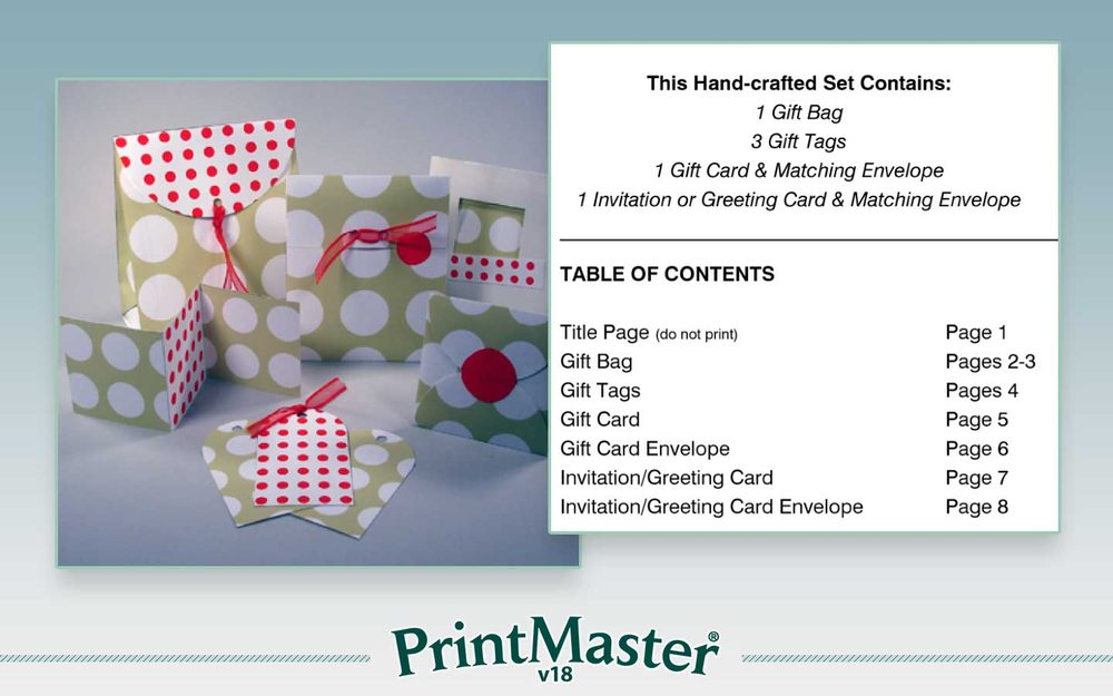 A hand-crafted gift set with gift bag, tags and card from PrintMaster Gold